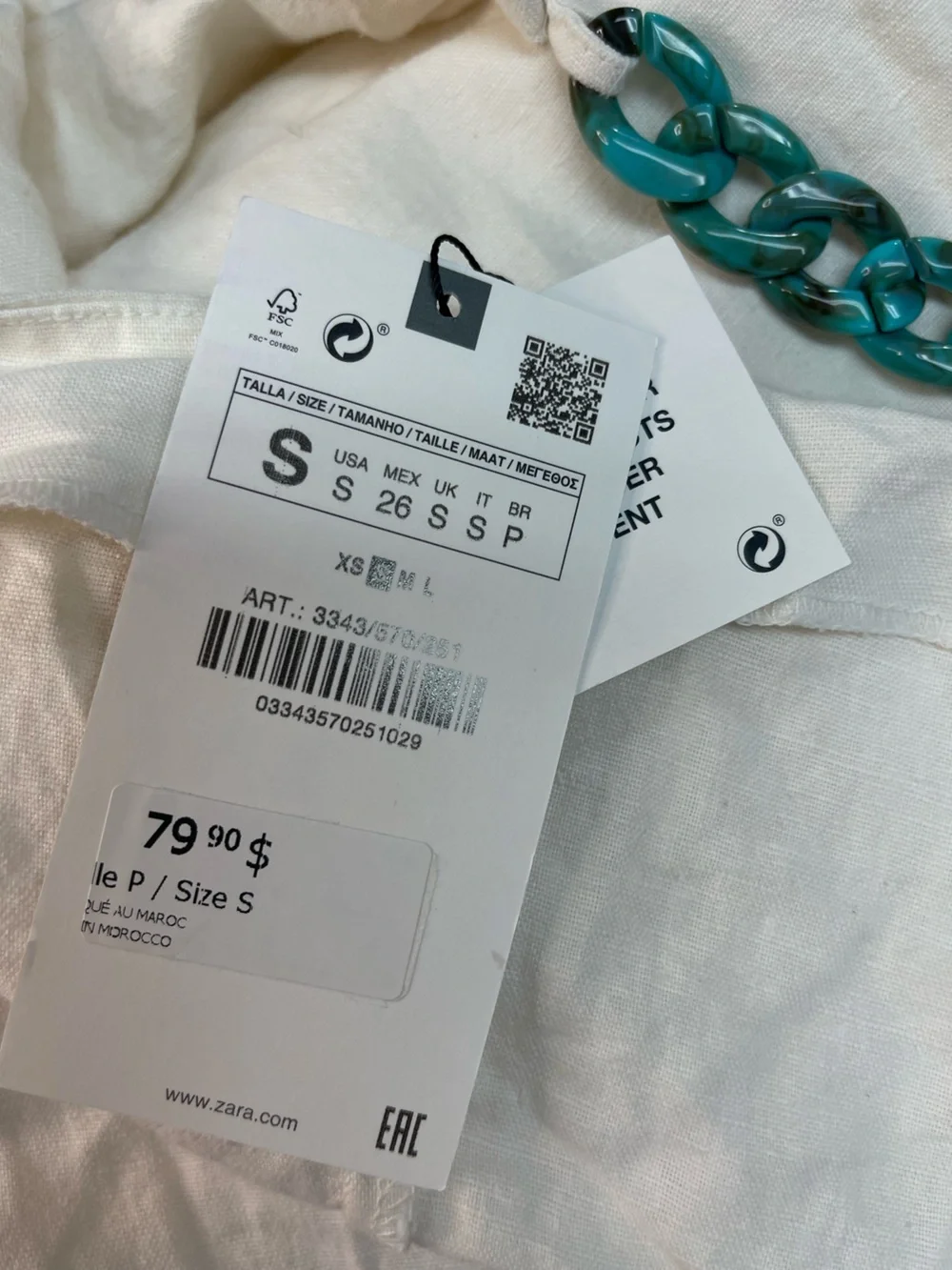 Zara Linen Jumpsuit with Chain White
